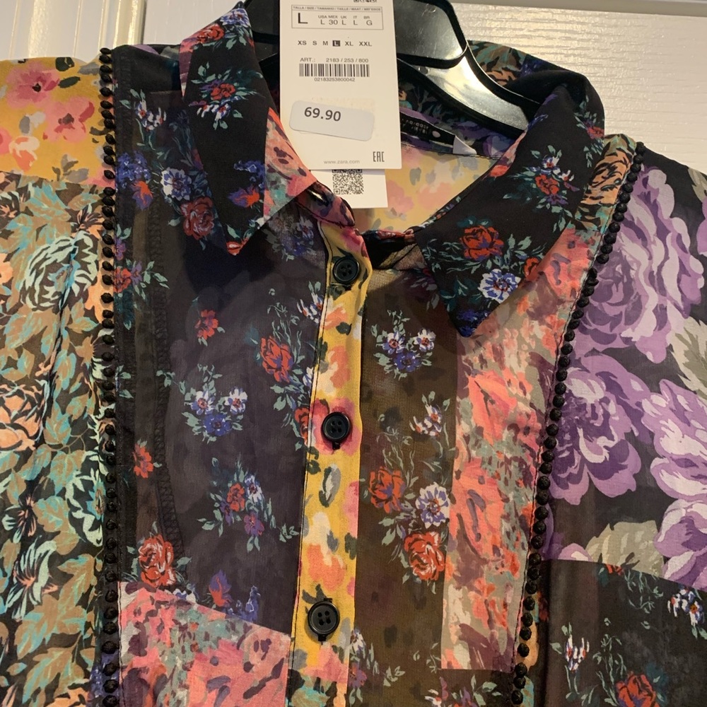Zara Floral Patchwork Mini Dress - Multicolor